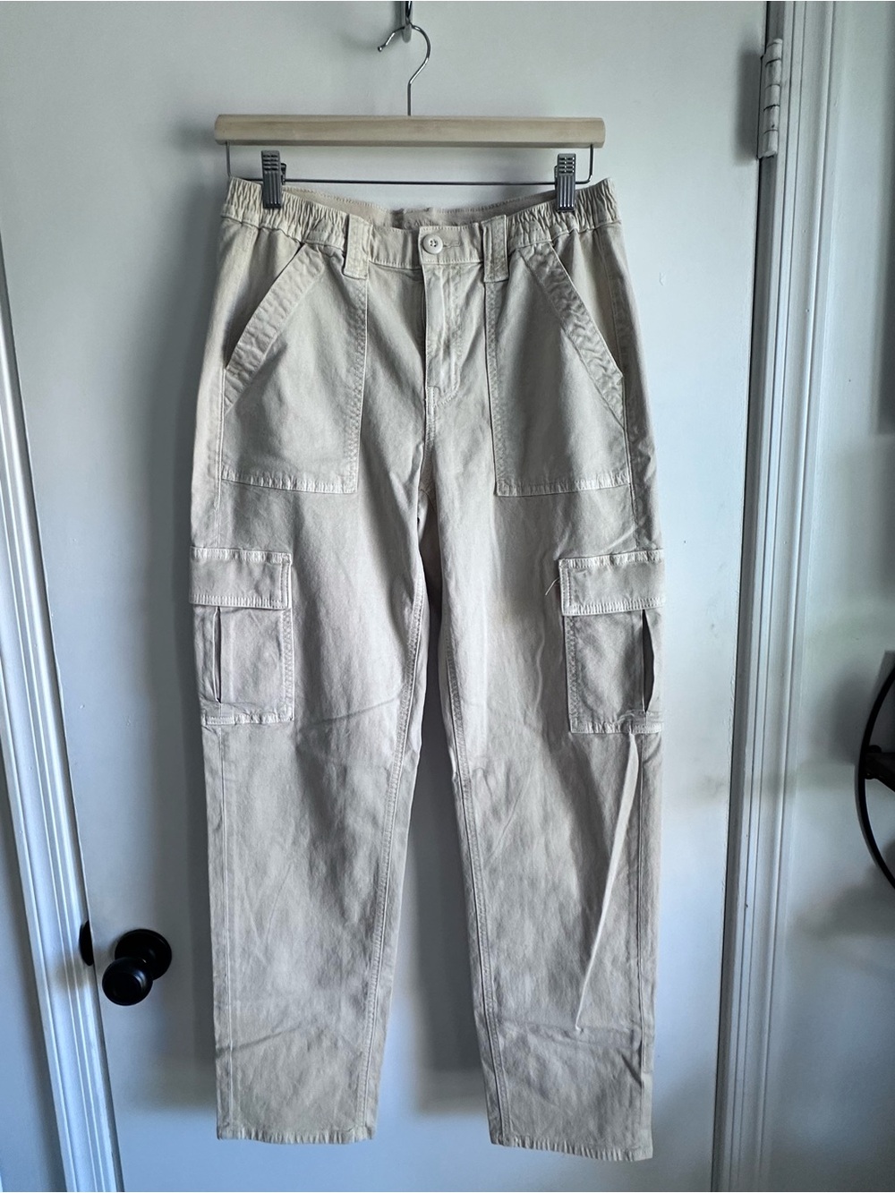 American Eagle Outfitters Beige Cargo Straight-Leg Pants